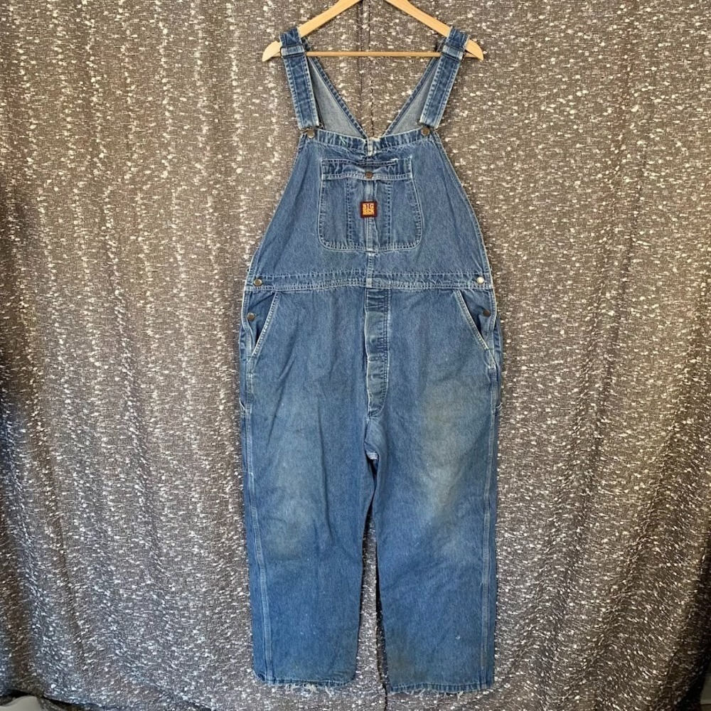 Vintage Big Ben Denim Bib Overalls Carpenter Farmer Men's 46x30‎